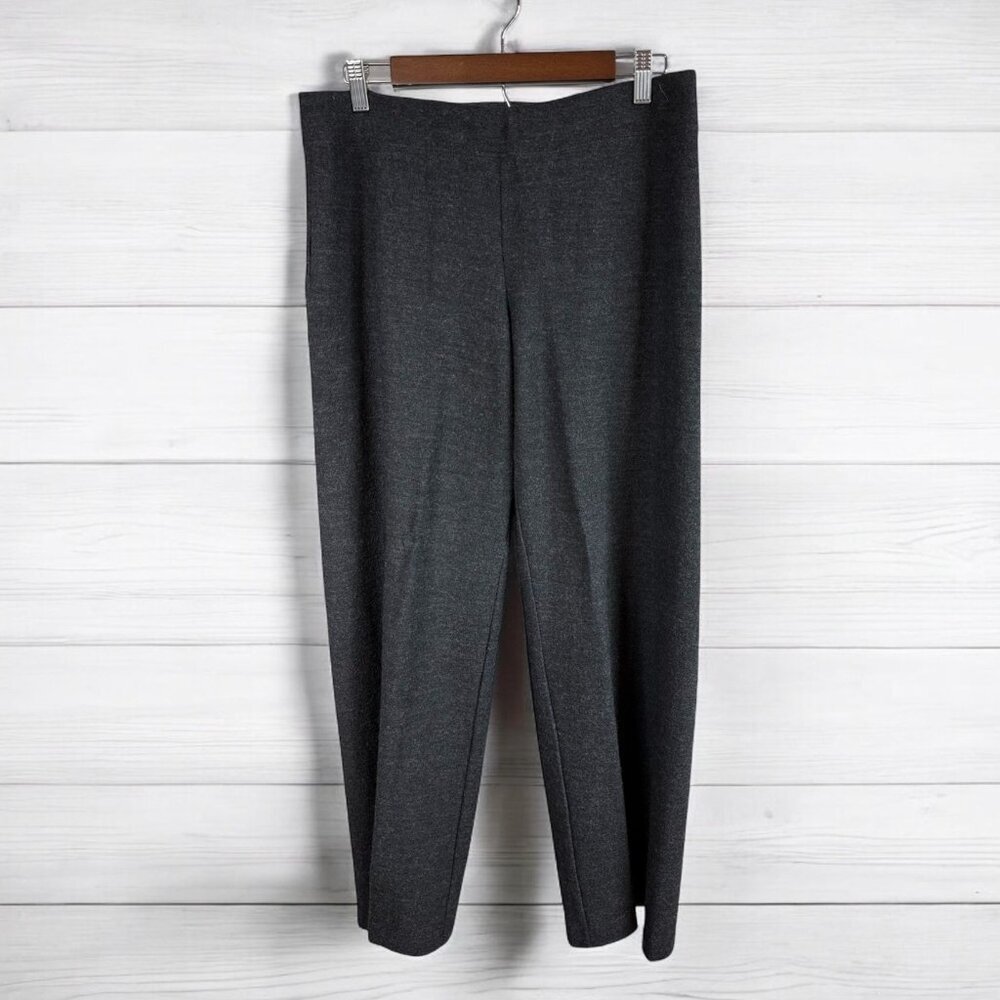 Eileen Fisher Pants Womens M Charcoal Textured Knit Pull On Straight Leg READ